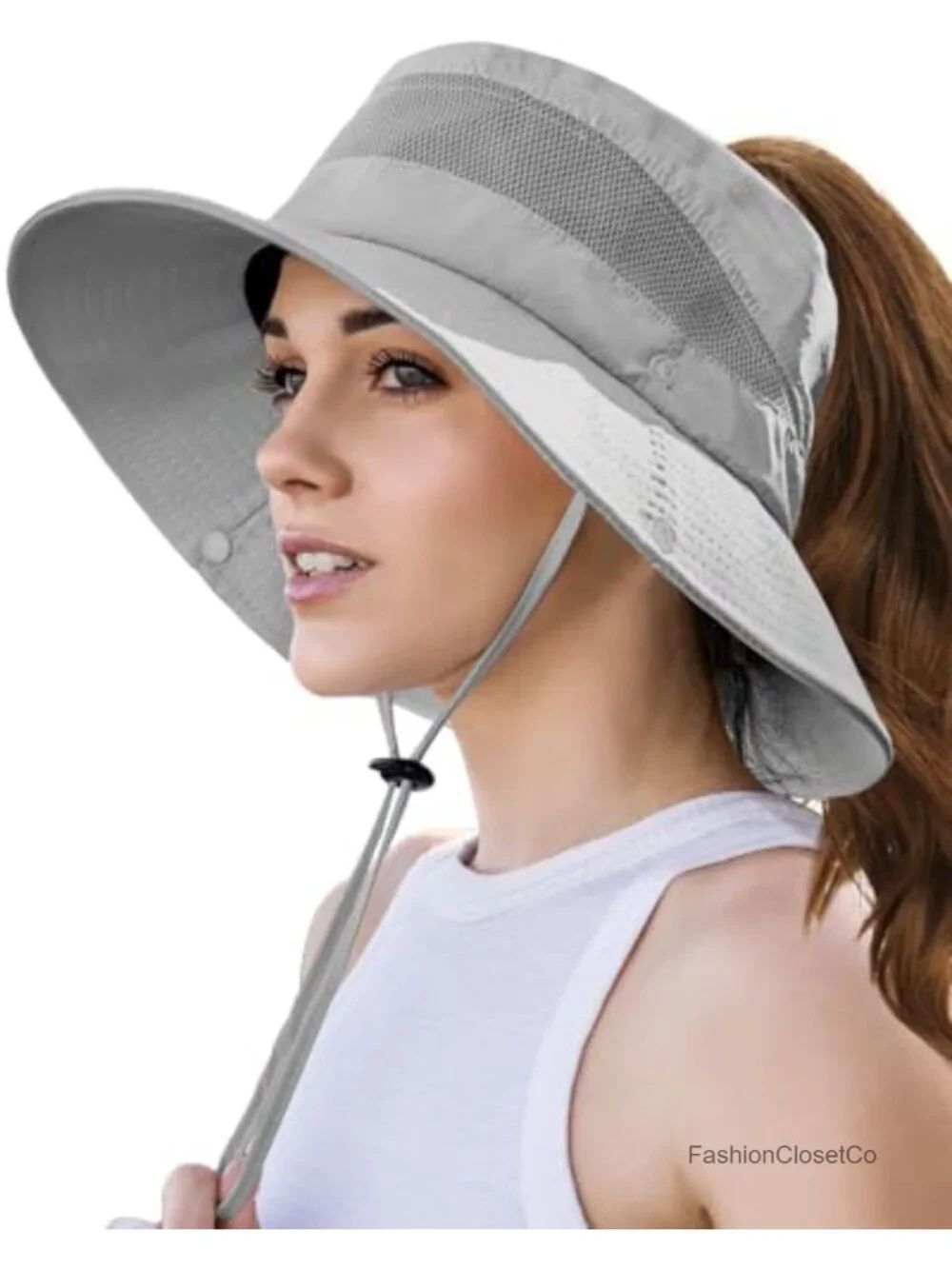 UPF 50+ High Ponytail Bucket Hat, Waterproof, Breathable, Adjustable Sun Hat